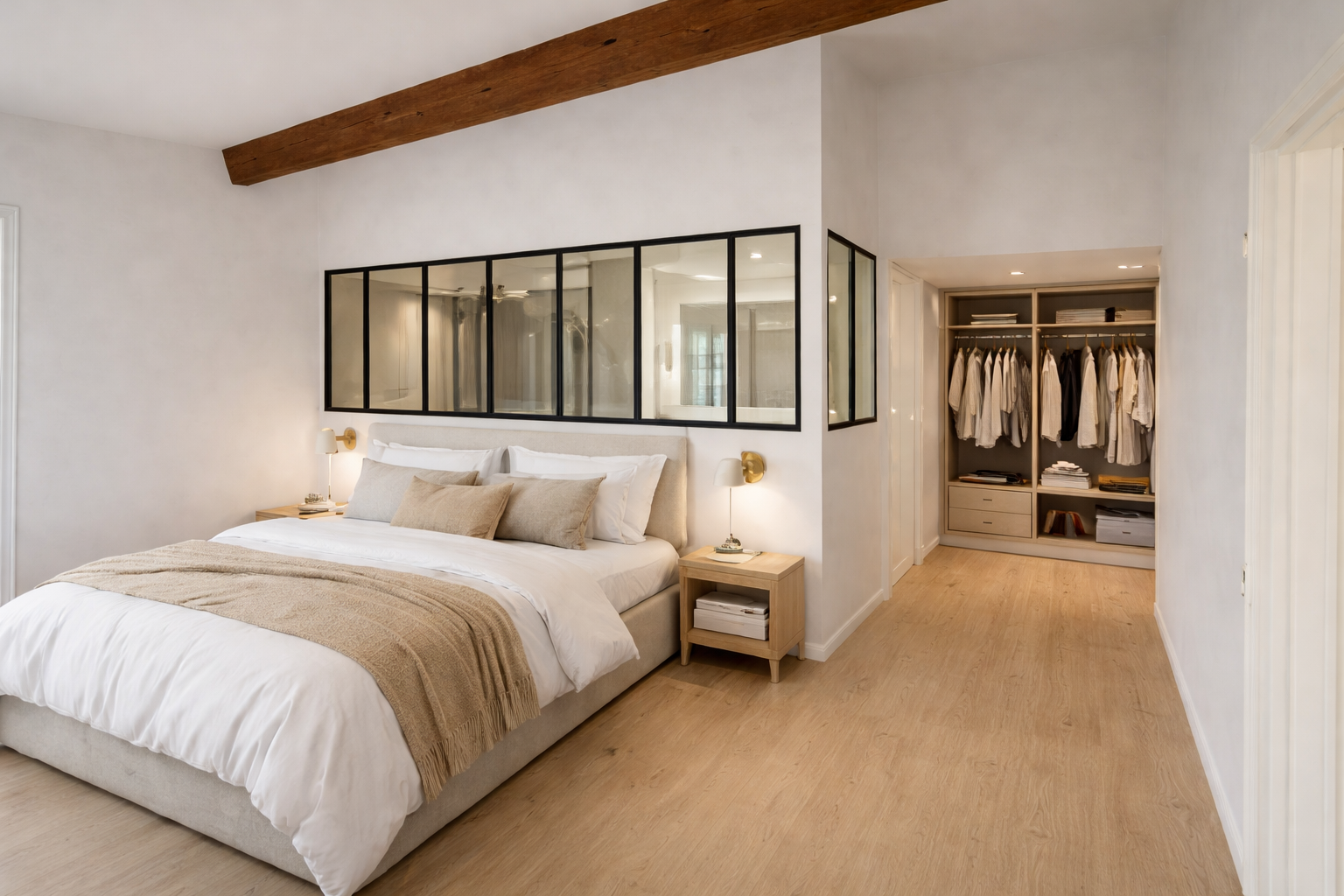 Chambre avec verrière atelier